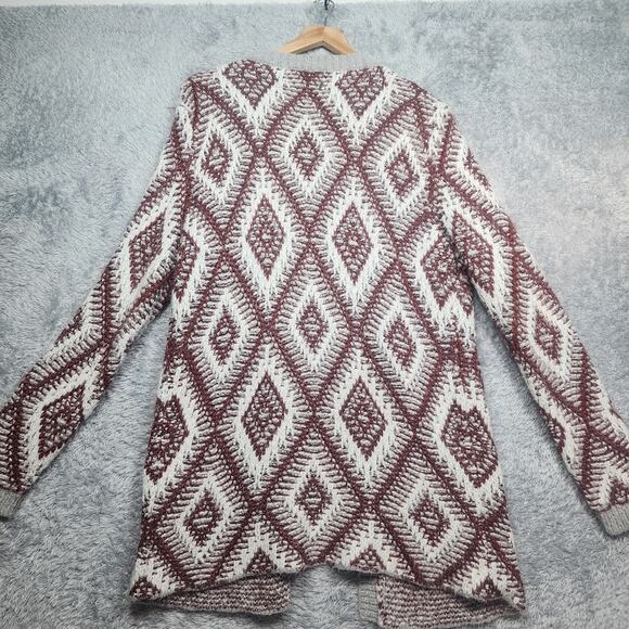 Roxy All Over Again Oversized Diamond Knit Sweater Cardigan Size Med - Picture 6 of 10